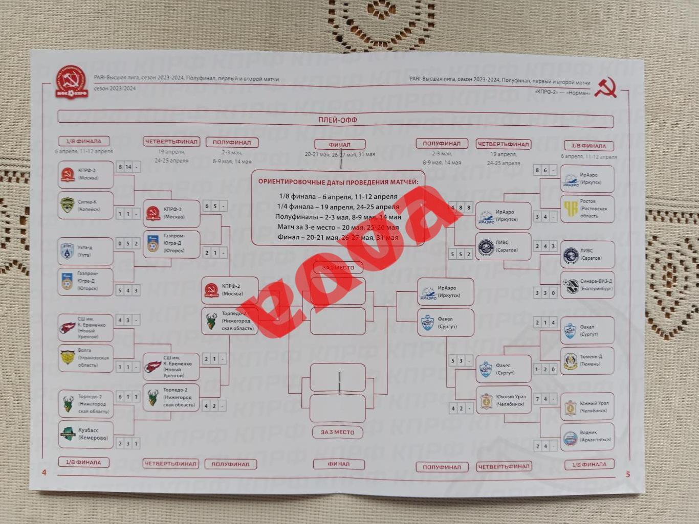 02,03.05.2024г. 1/2 финала. КПРФ-2(Москва)- Норман(Нижний Новгород) 1