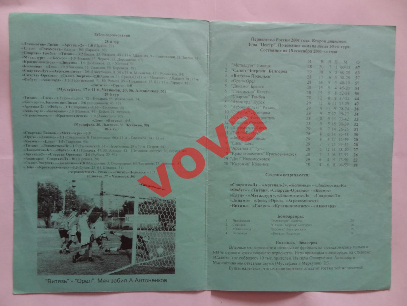 18.09.2001г.Вторая лига.Витязь(Подольск)-Салют-Энергия(Белгород) 1