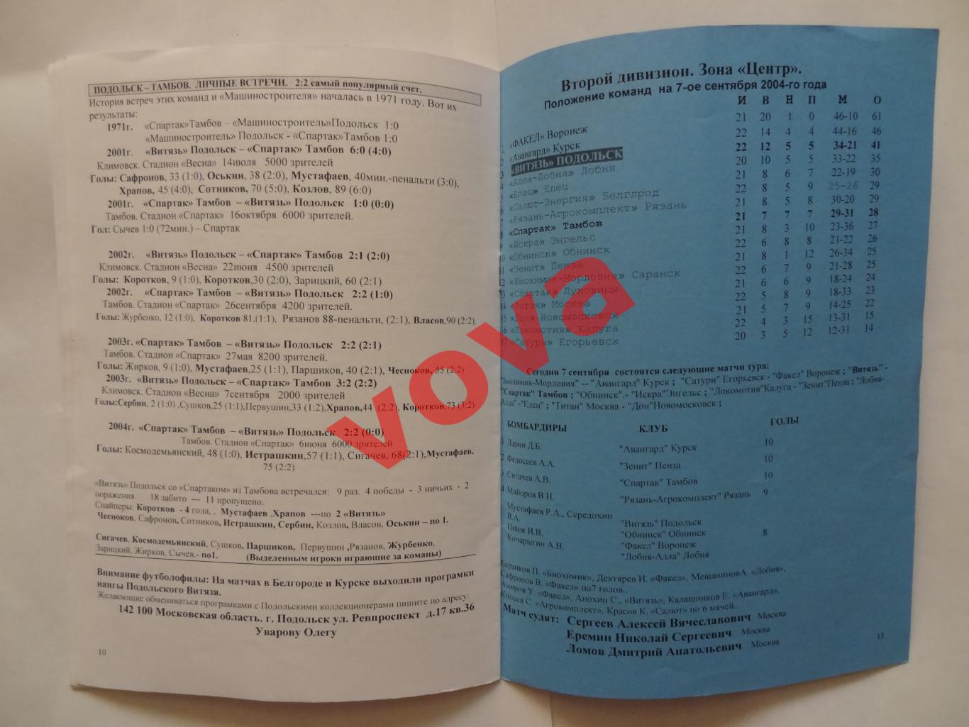 07.09.2004г.Первенство России.II дивизион.Витязь(Подольск)-Спартак(Тамбов) 5