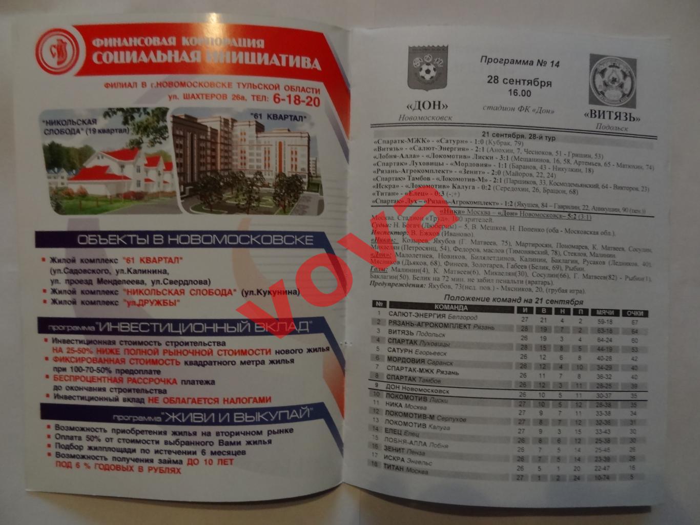 28.09.2005г.Первенство России.II дивизион.Дон(Новомосковск)-Витязь(Подольск) 1