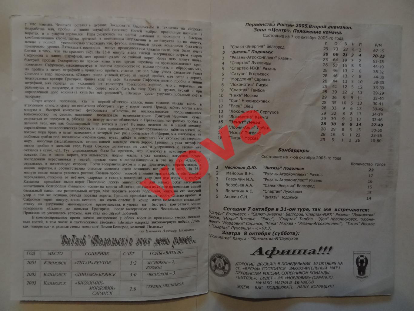 07.10.2005г.Первенство России.II дивизион.Витязь(Подольск)-Зенит(Пенза) 3