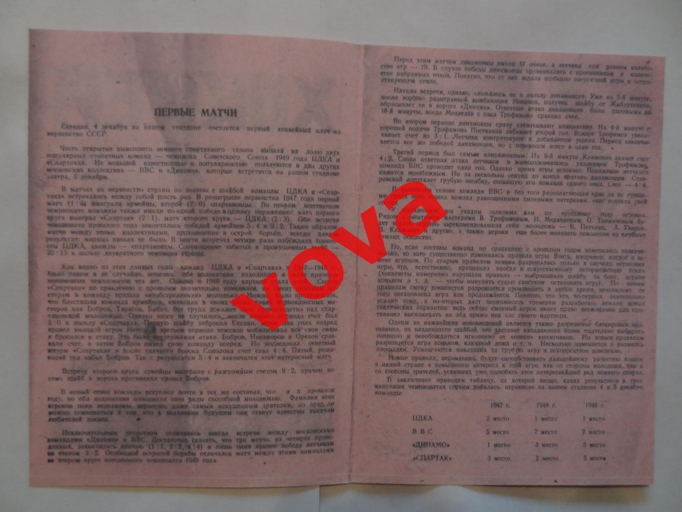 04.12.1949г.ЦДКА(Москва)-Спартак(Москва),05.12.ВВС(Москва)-Динамо(Москва) КОПИЯ! 1