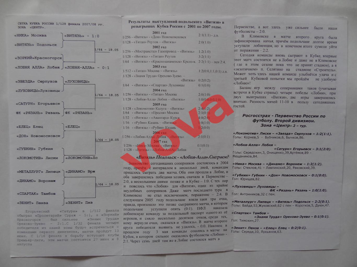 04.05.2007г.Кубок России.1/128 финала.Витязь(Подольск)-Лобня-Алла(Лобня) 1