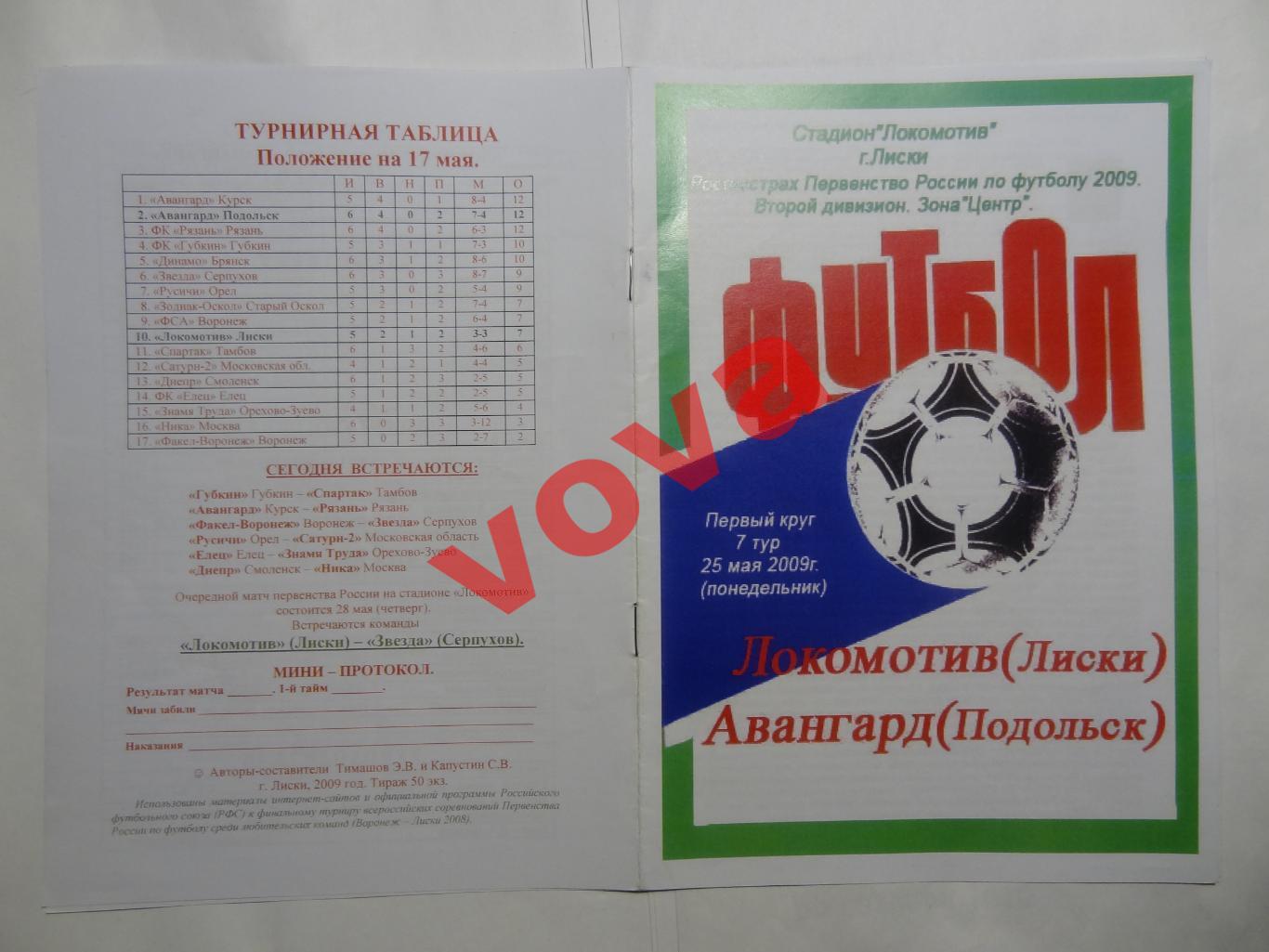 25.05.2009г.Первенство России.II дивизион.Локомотив(Лиски)-Авангард(Подольск)