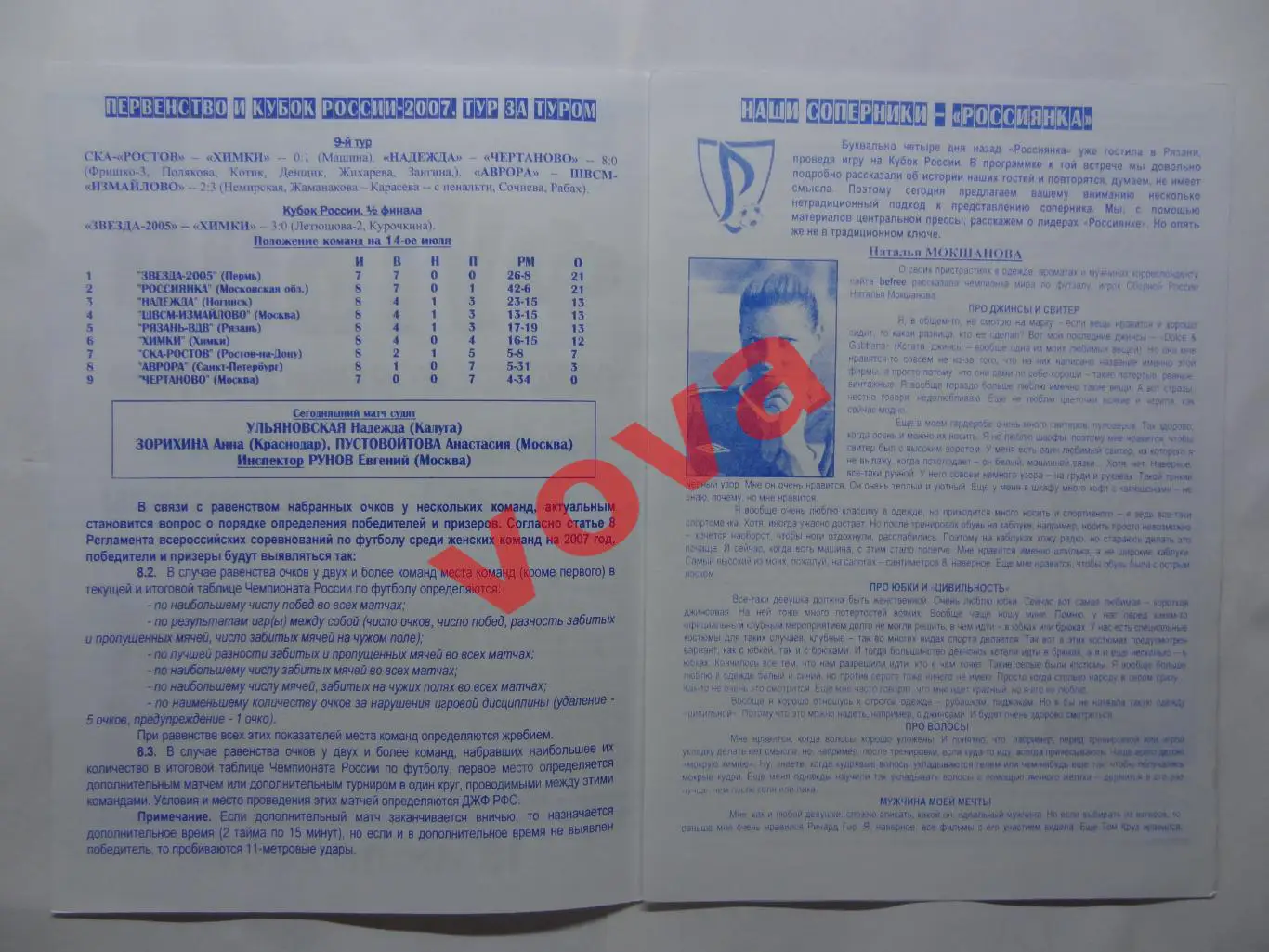 18.07.2007г.Женщины.Рязань-ВДВ(Рязань)-Россиянка(Московская область) 1