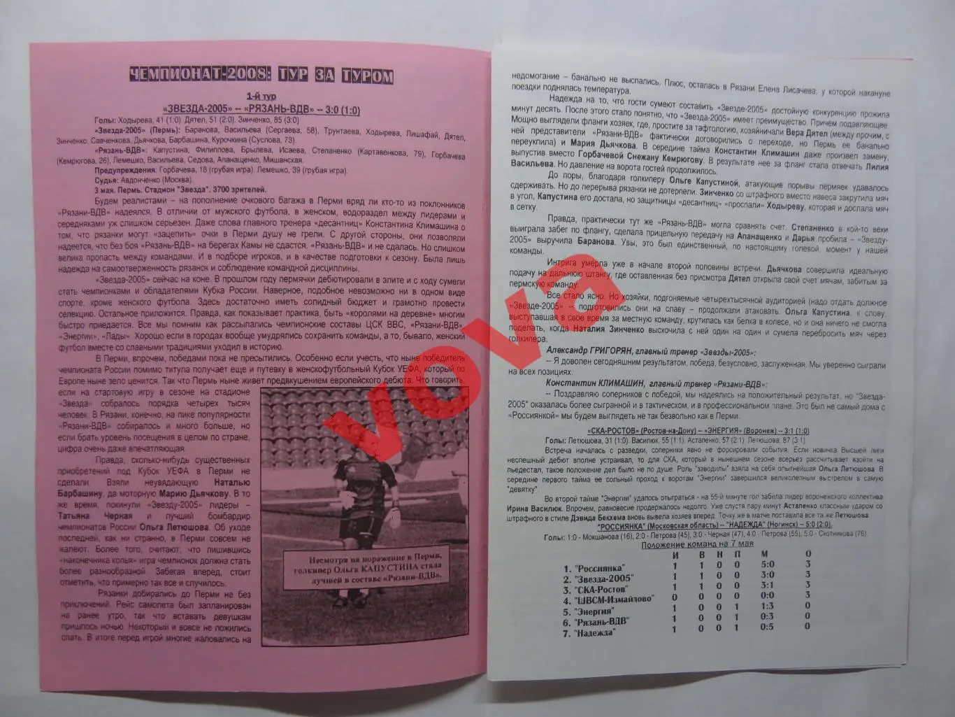 07.05.2008г.Женщины.Рязань-ВДВ(Рязань)-Россиянка(Московская область) 1