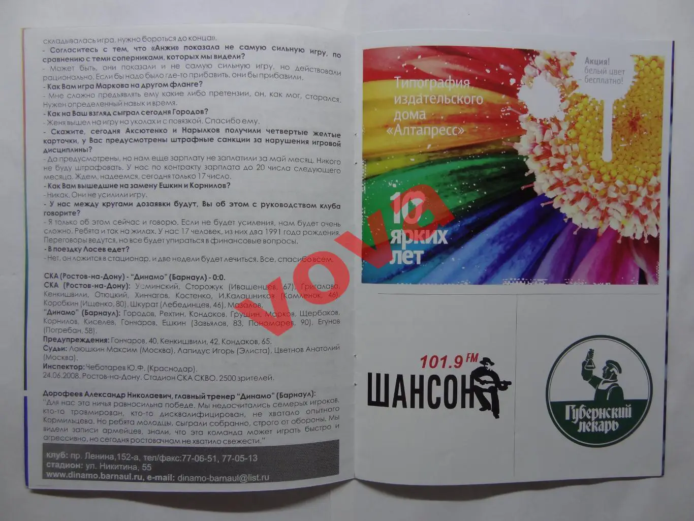 05.07.2008г.Первенство России.I дивизион.Динамо(Барнаул)-Витязь(Подольск) 3