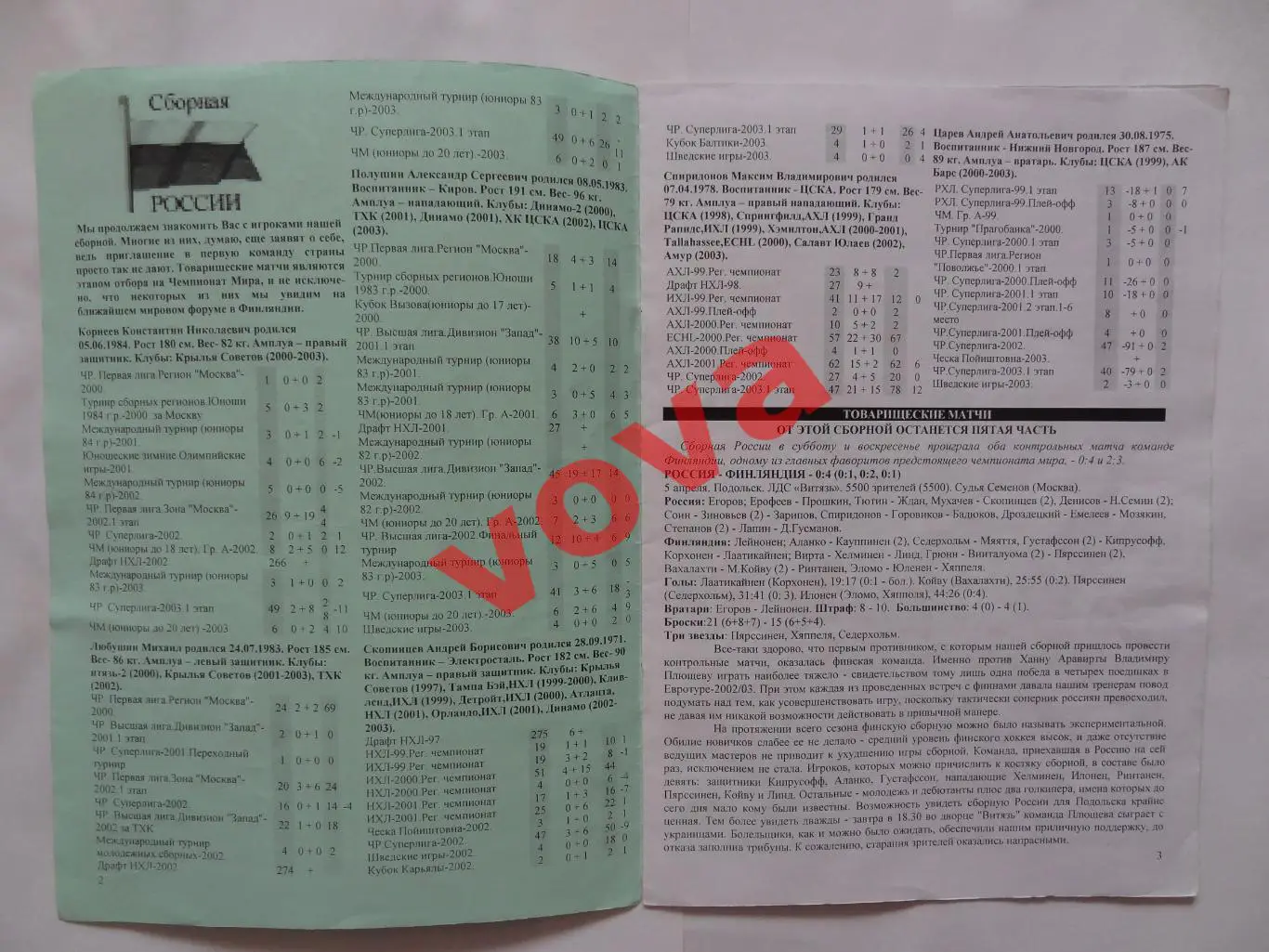 08.04.2003г.Товарищеский матч по хоккею.Россия-Украина 1