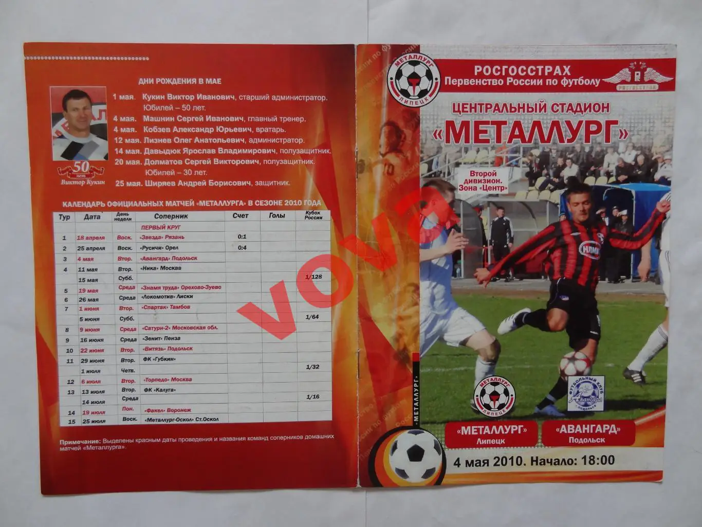 04.05.2010г.Первенство России.II дивизион.Металлург(Липецк)-Авангард(Подольск)