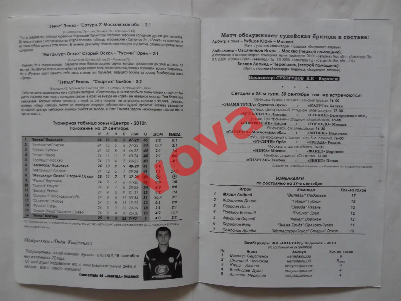 30.09.2010г.II дивизион.Авангард(Подольск)-Металлург-Оскол(Старый Оскол) 6
