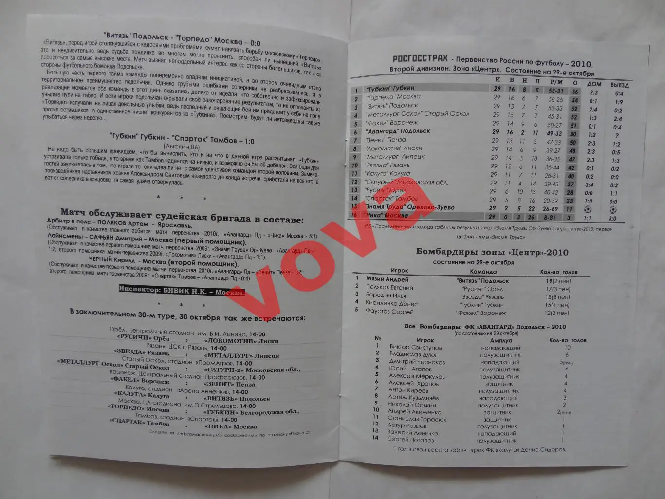 30.10.2010г.II дивизион.Авангард(Подольск)-Знамя Труда(Орехово-Зуево) 6