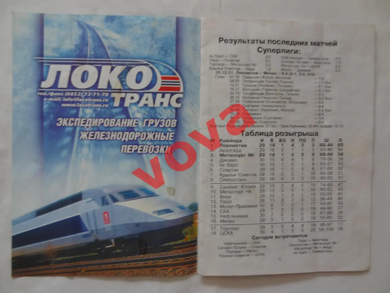 12.12.2001г.Суперлига.Локомотив(Ярославль)-Металлург(Магнитогорск) 1