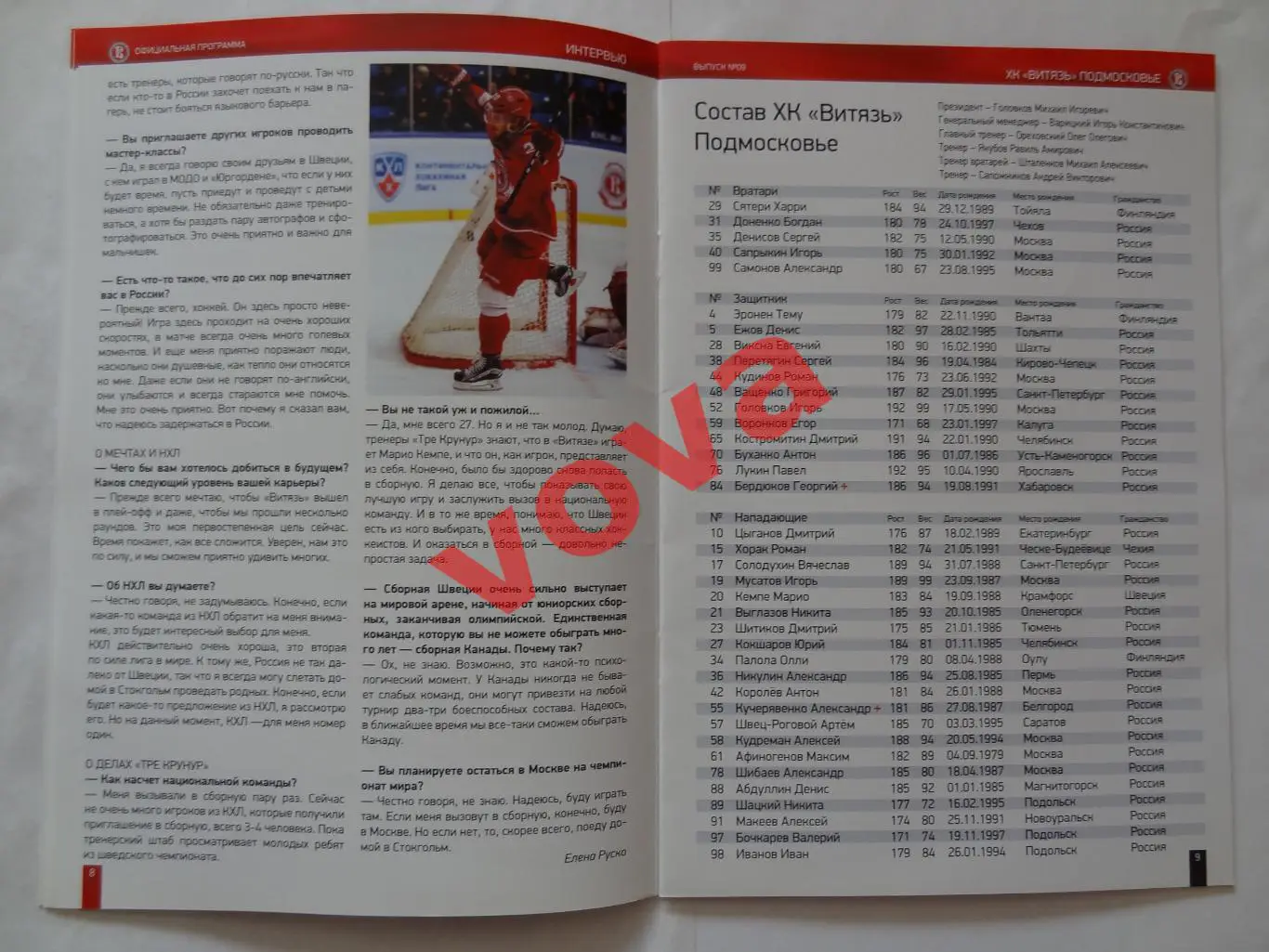 20.11.2015г.Чемпионат КХЛ.Витязь-Торпедо(Нижний Новгород)+22.11.Динамо(Минск) 4