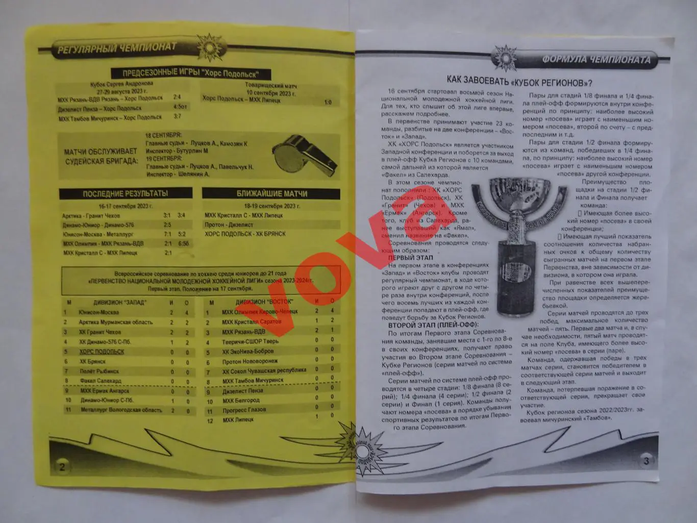 18,19.09.2023г.Первенство НМХЛ.ХОРС Подольск(Подольск) -ХК Брянск 1