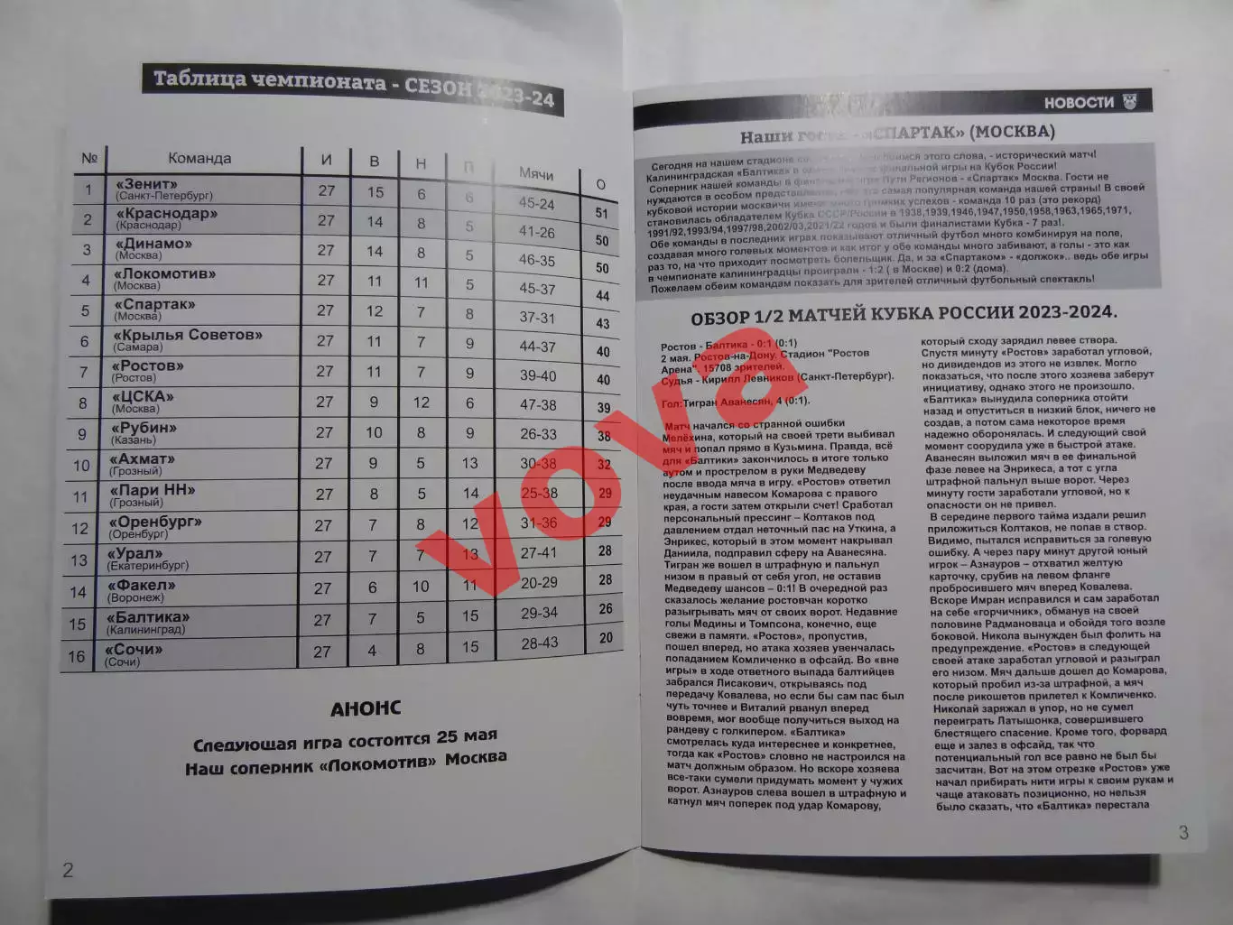 15.05.2024г.Кубок России.Путь Регионов.Балтика(Калининград)-Спартак(Москва) 1