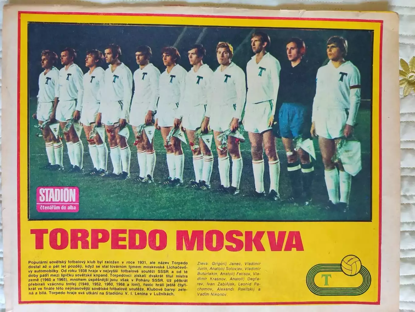 Постер Торпедо (Москва) из журнала Stadion/Стадион 1973г