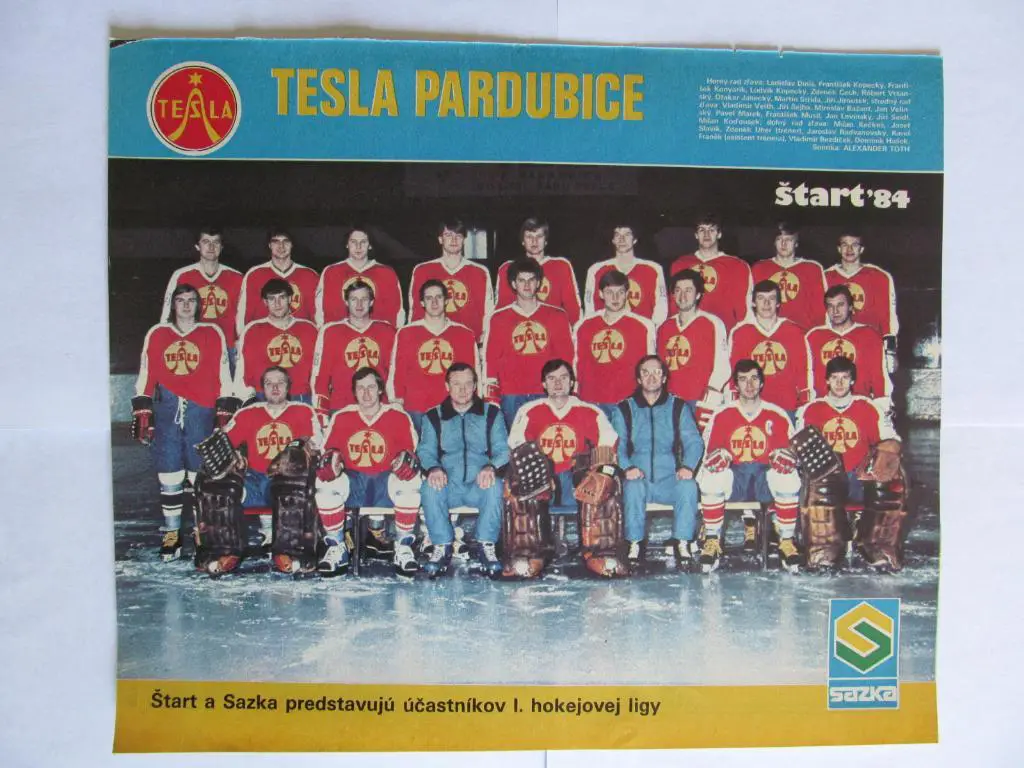 Постер Тесла (Пардубице) с Д.Гашеком в составе из журнала Start 1984г