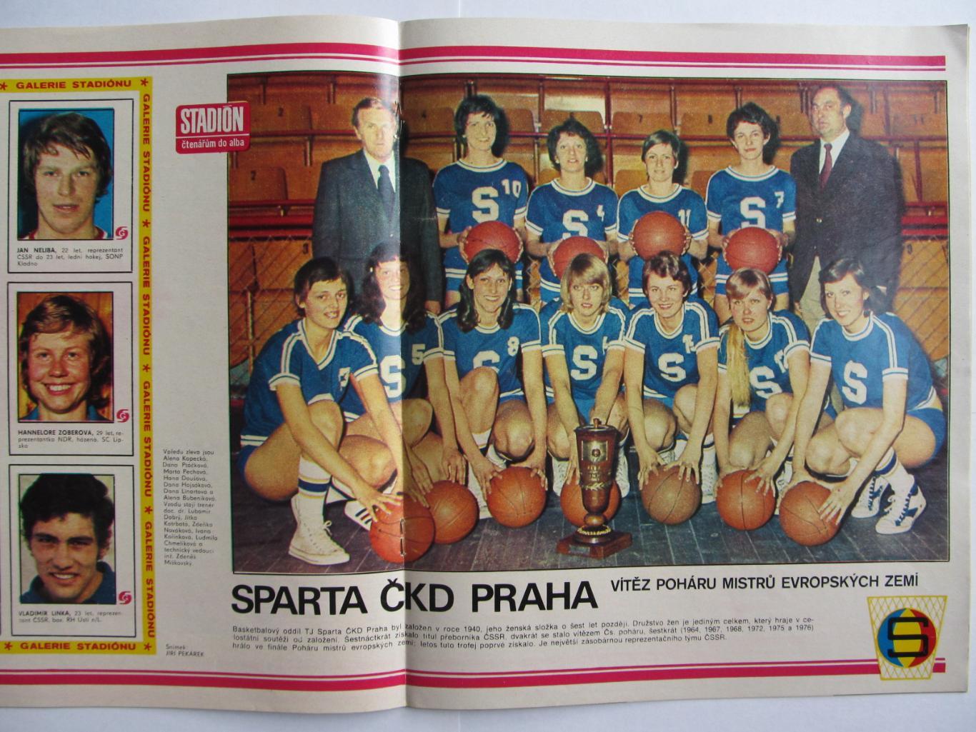 Журнал Стадион (ЧССР) 1976 год №17 Постер Спарта 1