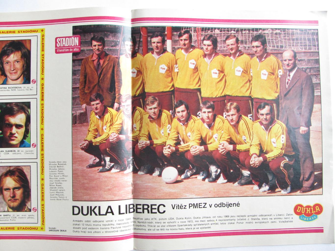 Журнал Стадион (ЧССР) 1976 год №22 Постер Дукла 1