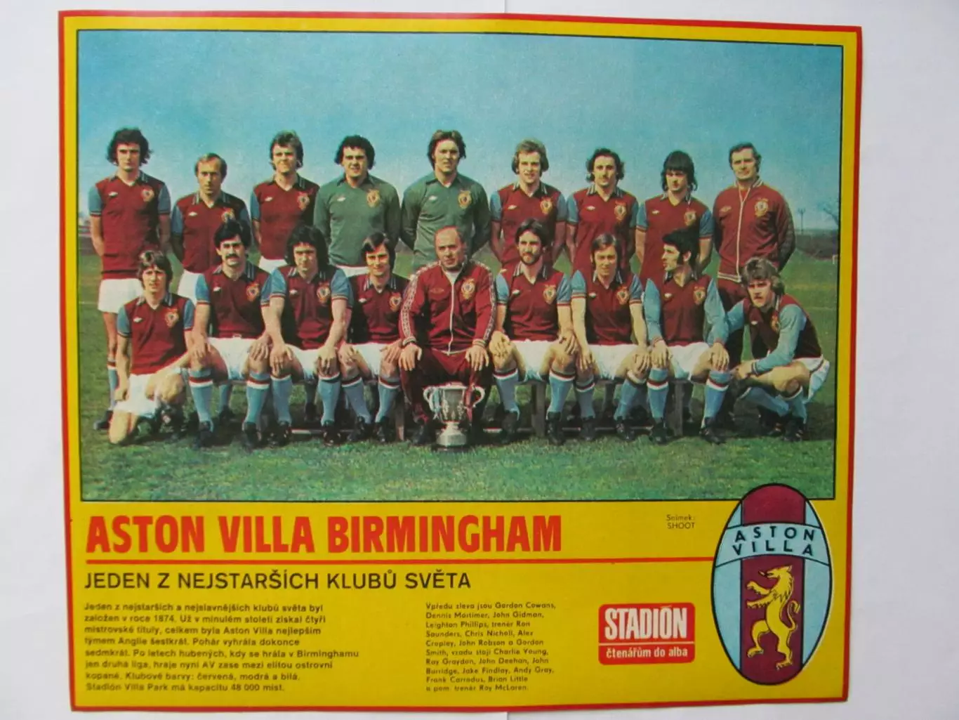 Постер Астон Вилла из журнала Stadion/Стадион 1980г