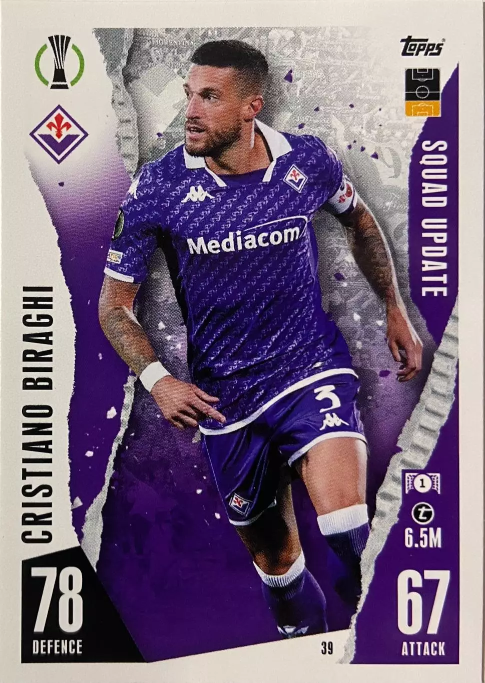 Футбол. Карточка Кристиано Бираги Фиорентина, Интер Лига Конференций 2023/24