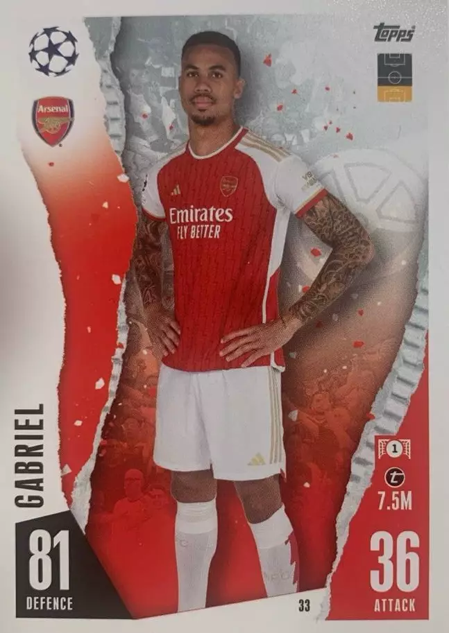 Футбол. Карточка Габриэл Жезус Арсенал, Манчестер Сити Лига Чемпионов 2023/24