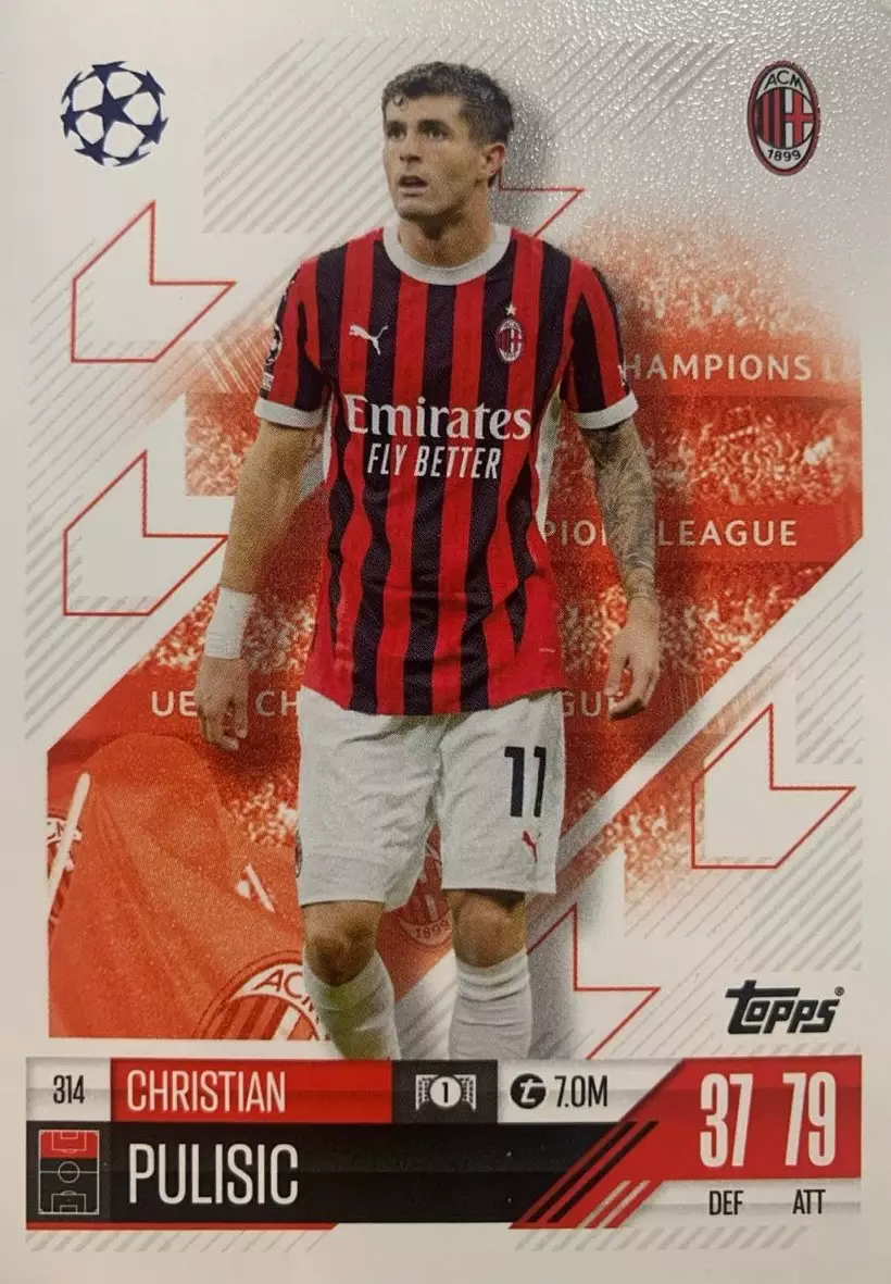 Карточка Кристиан Пулишич Милан, Боруссия Дортмунд, Челси Лига Чемпионов 2024/25