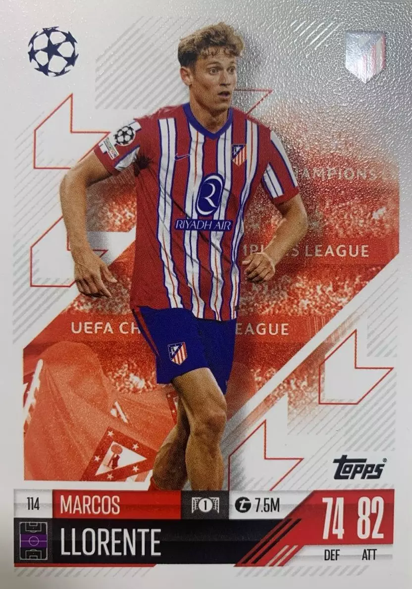 Футбол. Карточка Маркос Льоренте Атлетико Мадрид, Реал Лига Чемпионов 2024-25