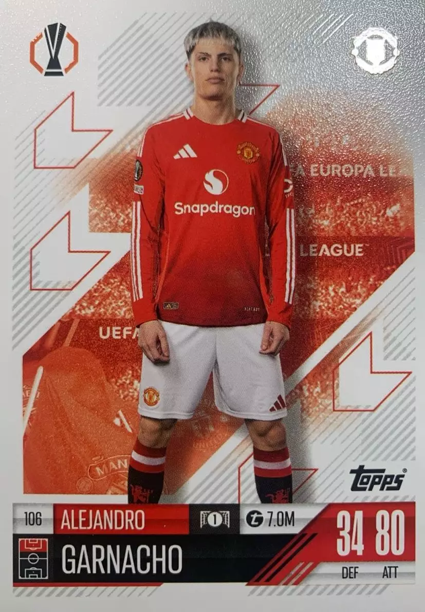 Футбол. Карточка Алехандро Гарначо Манчестер Юнайтед Лига Европы 2024/25 TOPPS