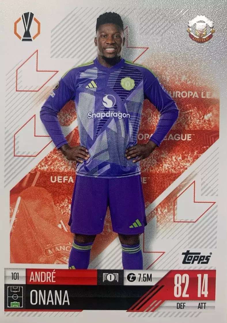 Футбол. Карточка Андре Онана Манчестер Юнайтед, Интер, Аякс Лига Европы 2024/25