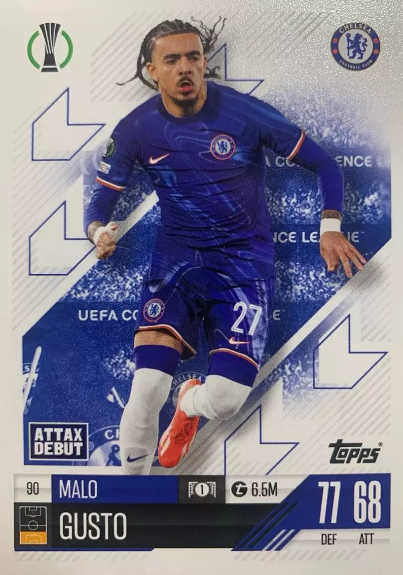 Футбол Карточка Malo Gusto/Мало Гюсто Челси, Лион Лига Конференций 2024/25