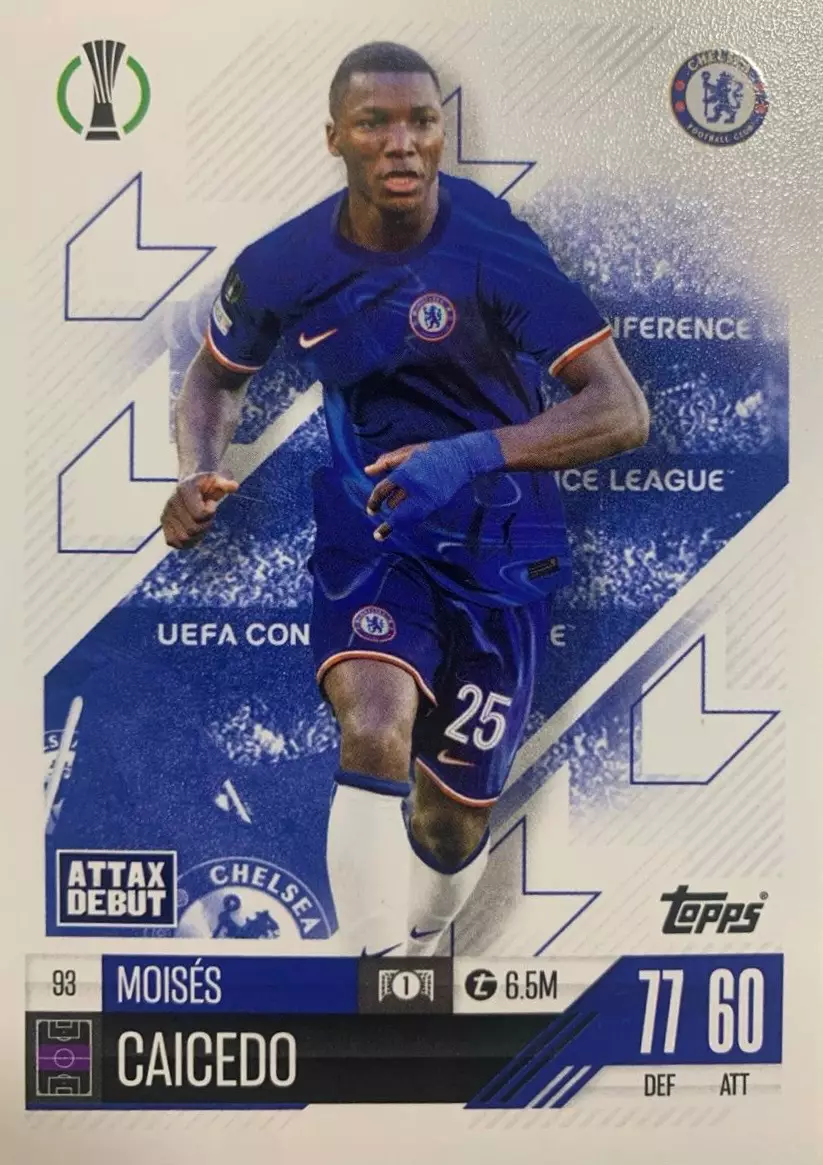 Футбол. Карточка Мойсес Кайседо Челси, Брайтон Лига Чемпионов 2024-25 TOPPS