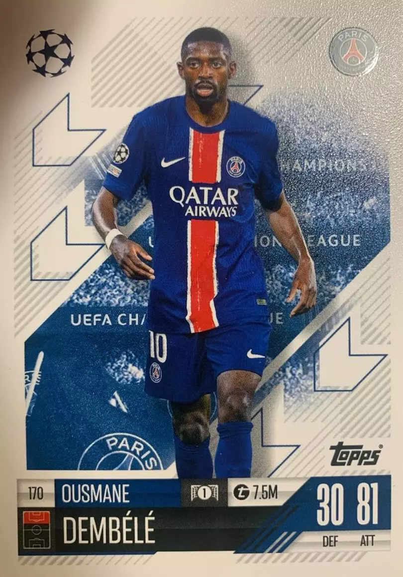 Футбол. Карточка Усман Дембеле Пари Сен-Жермен, Барселона Лига Чемпионов 2024-25