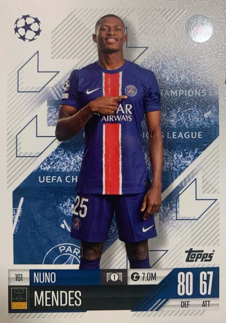 Футбол Карточка Nuno Mendes/Нуну Мендеш Пари Сен-Жермен Лига Чемпионов 2024-25