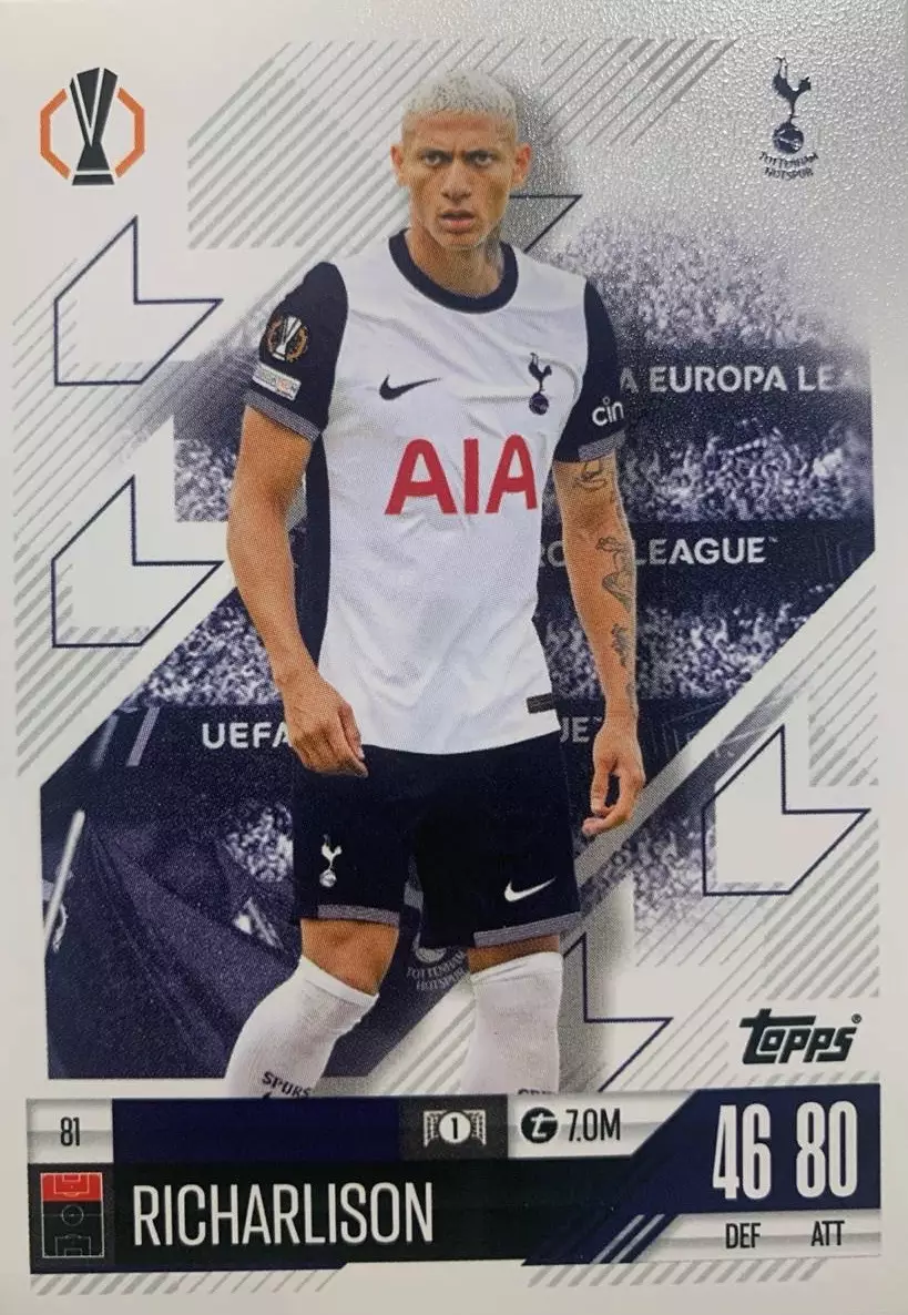 Футбол. Карточка Ришарлисон Тоттенхэм Хотспур, Эвертон Лига Европы 2024-25