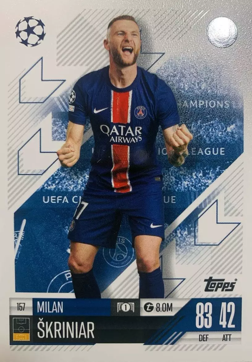 Футбол. Карточка Милан Шкриньяр Пари Сен-Жермен, Интер Лига Чемпионов 2024-25