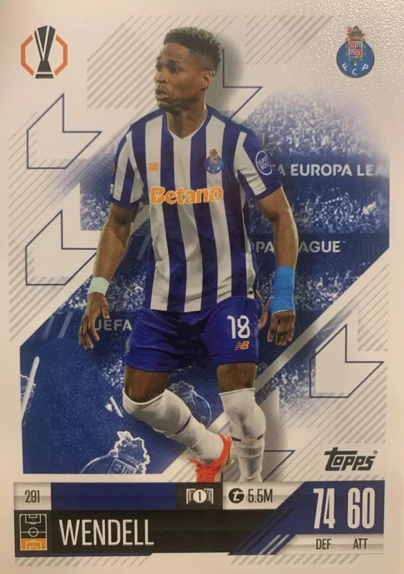 Футбол. Карточка Wendell/Венделл Порту Лига Европы 2024-25 TOPPS