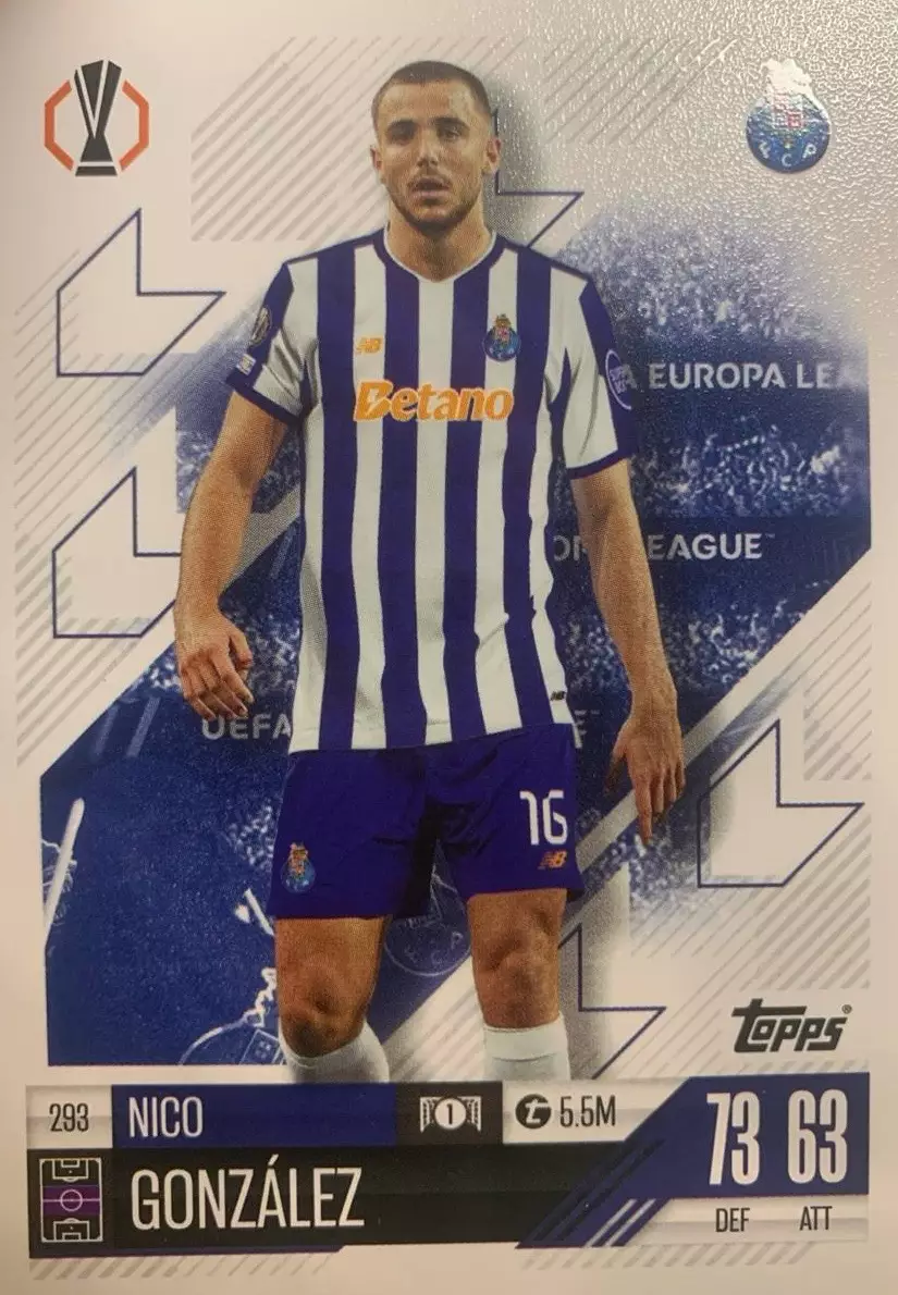 Футбол. Карточка Нико Гонсалес Порту, Барселона, ВаленсияЛига Европы 2024-25