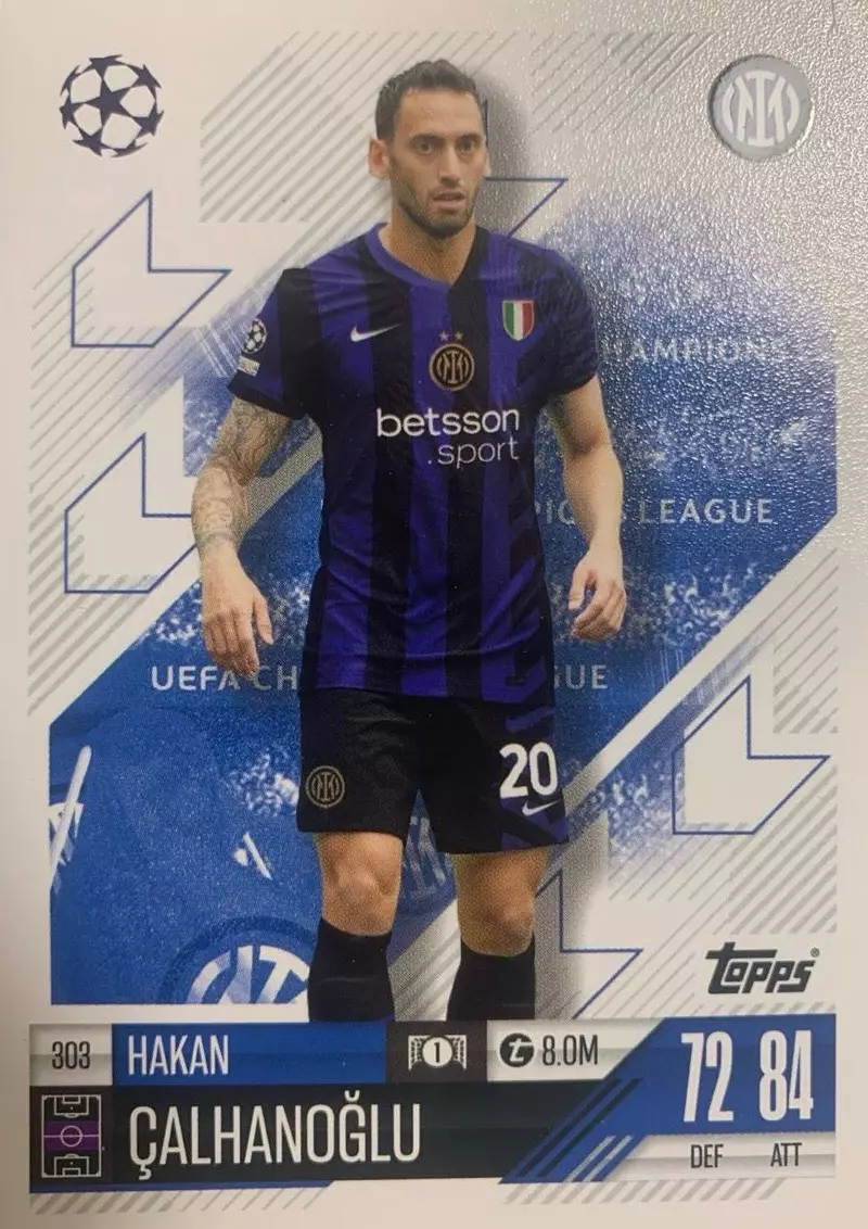 Карточка Хакан Чалханоглу Интернационале, Милан, Байер 04 Лига Чемпионов 2024-25