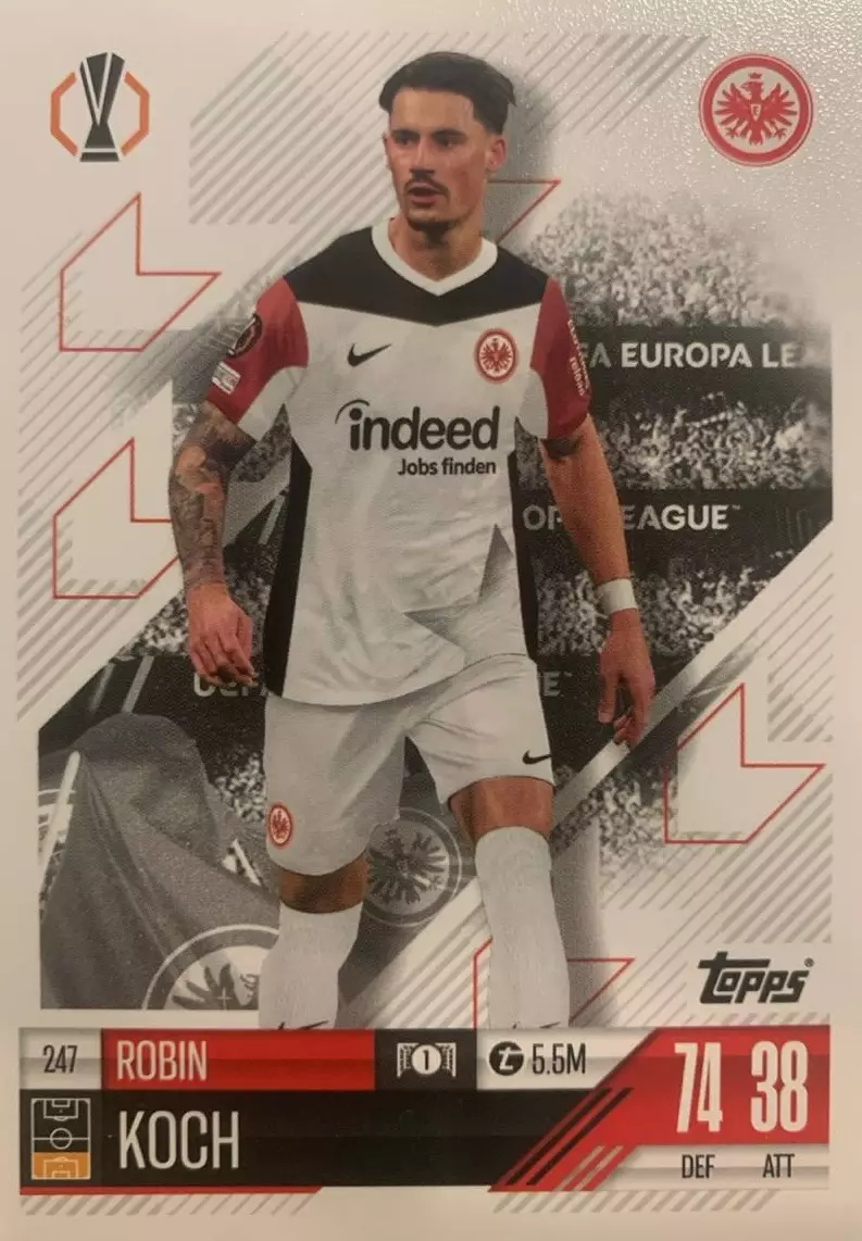 Хоккей. Карточка Робин Кох Айнтрахт, Фрайбург, Лидс Лига Европы 2024-25 TOPPS