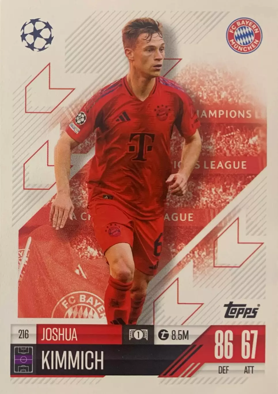 Футбол. Карточка Йозуа Киммих Бавария Мюнхен, РБ Лейпциг Лига Чемпионов 2024-25
