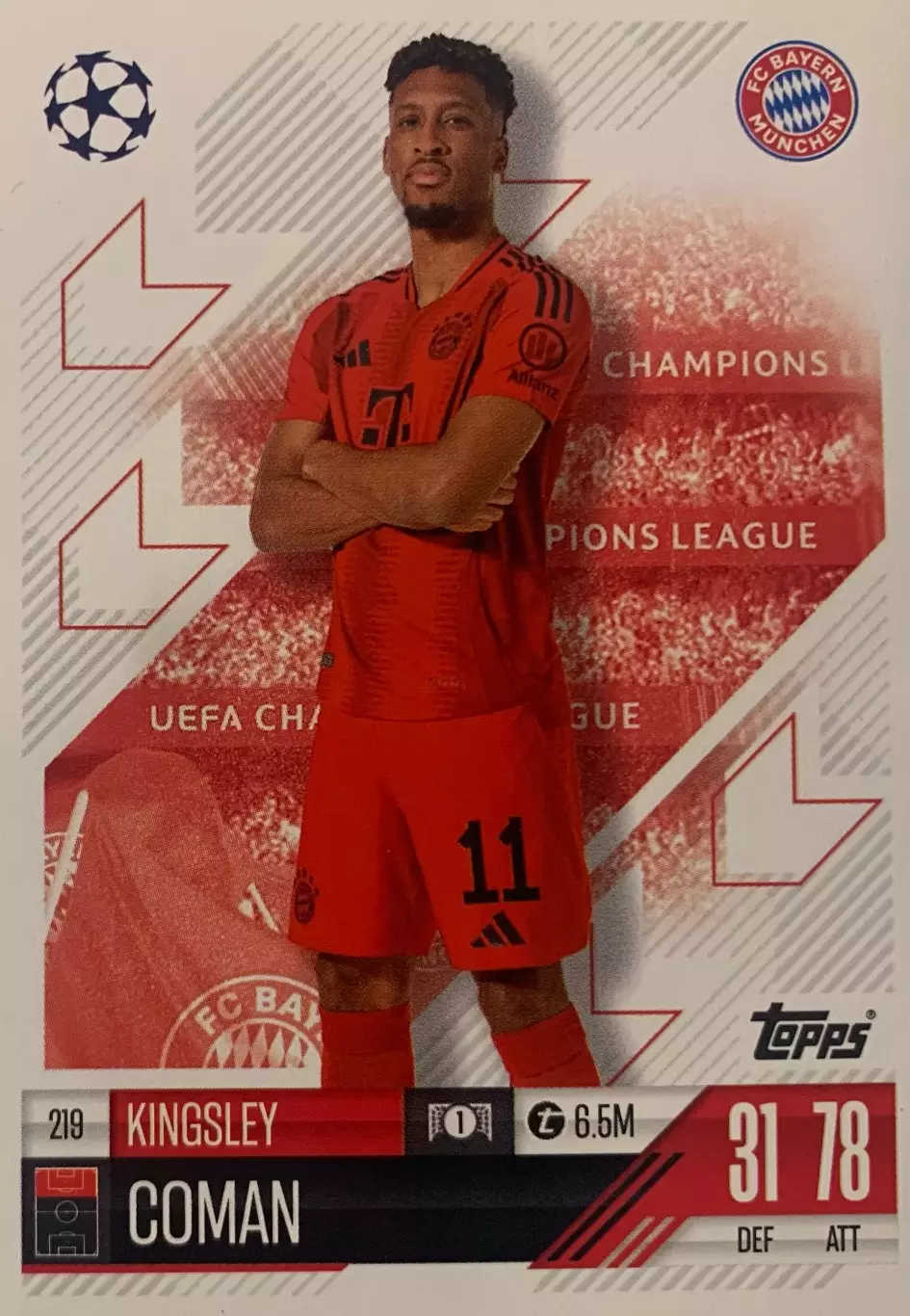 Футбол. Карточка Кингсли Коман Бавария Мюнхен,ПСЖ,Ювентус Лига Чемпионов 2024-25