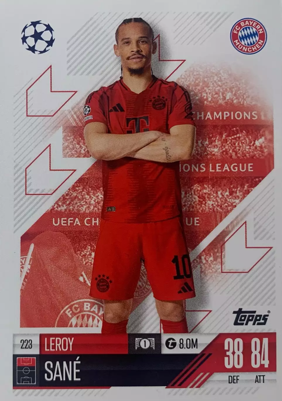 Карточка Лерой Сане Бавария, Манчестер Сити, Шальке 04 Лига Чемпионов 2024-25