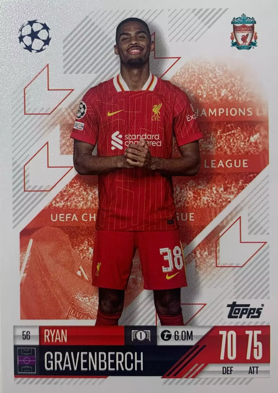 Футбол Карточка Райан Гравенберх Ливерпуль, Аякс, Бавария Лига Чемпионов 2024-25