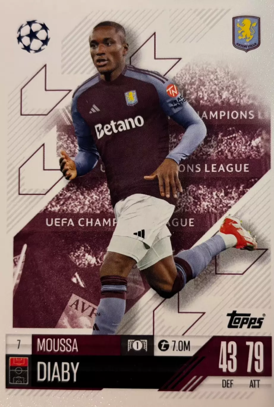 Футбол. Карточка Мусса Диаби Астон Вилла, Пари Сен-Жермен Лига Чемпионов 2024-25