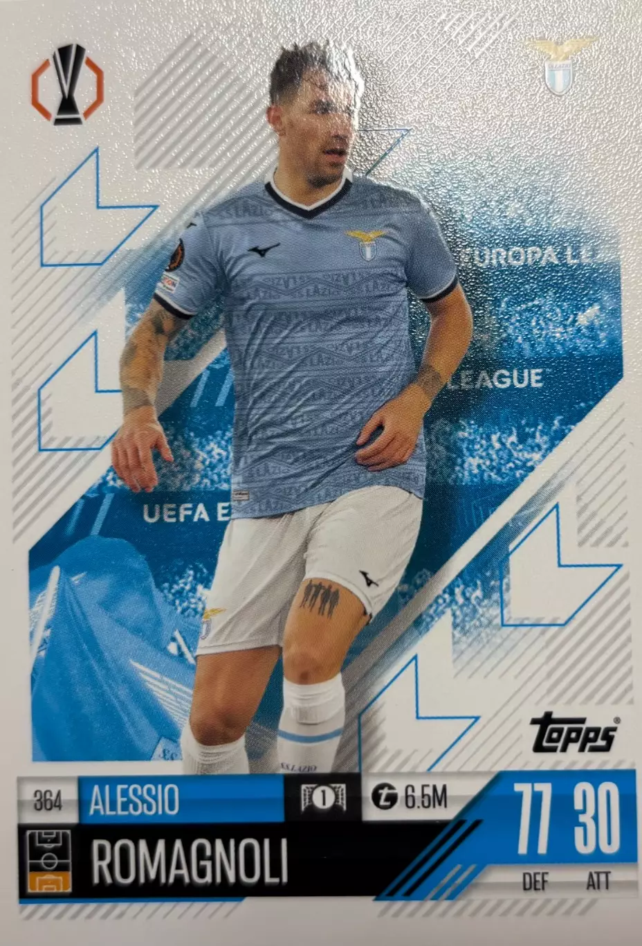 Футбол. Карточка Алессио Романьоли Лацио, Милан, Рома Лига Европы 2024-25 TOPPS