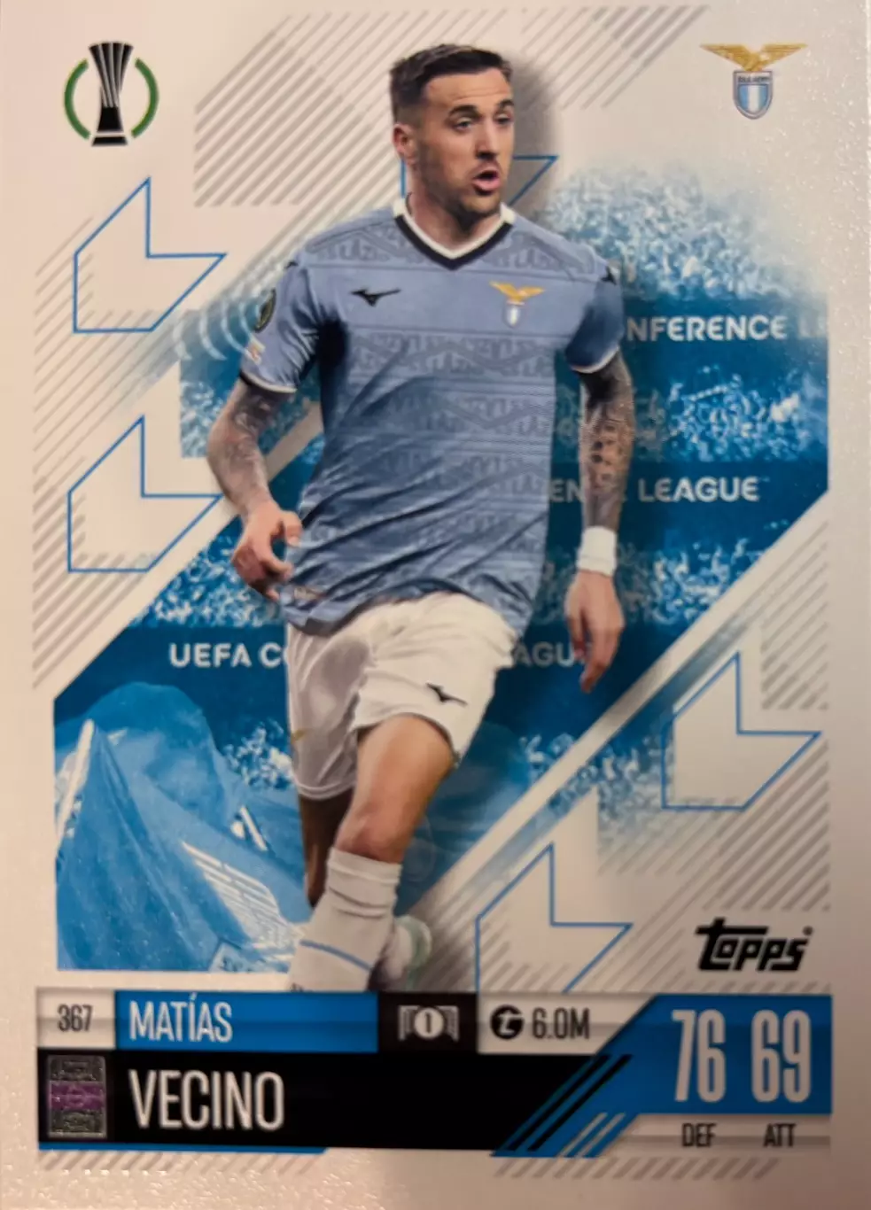 Футбол. Карточка Матиас Весино Лацио, Интер, Фиорентина Лига Конференций 2024-25