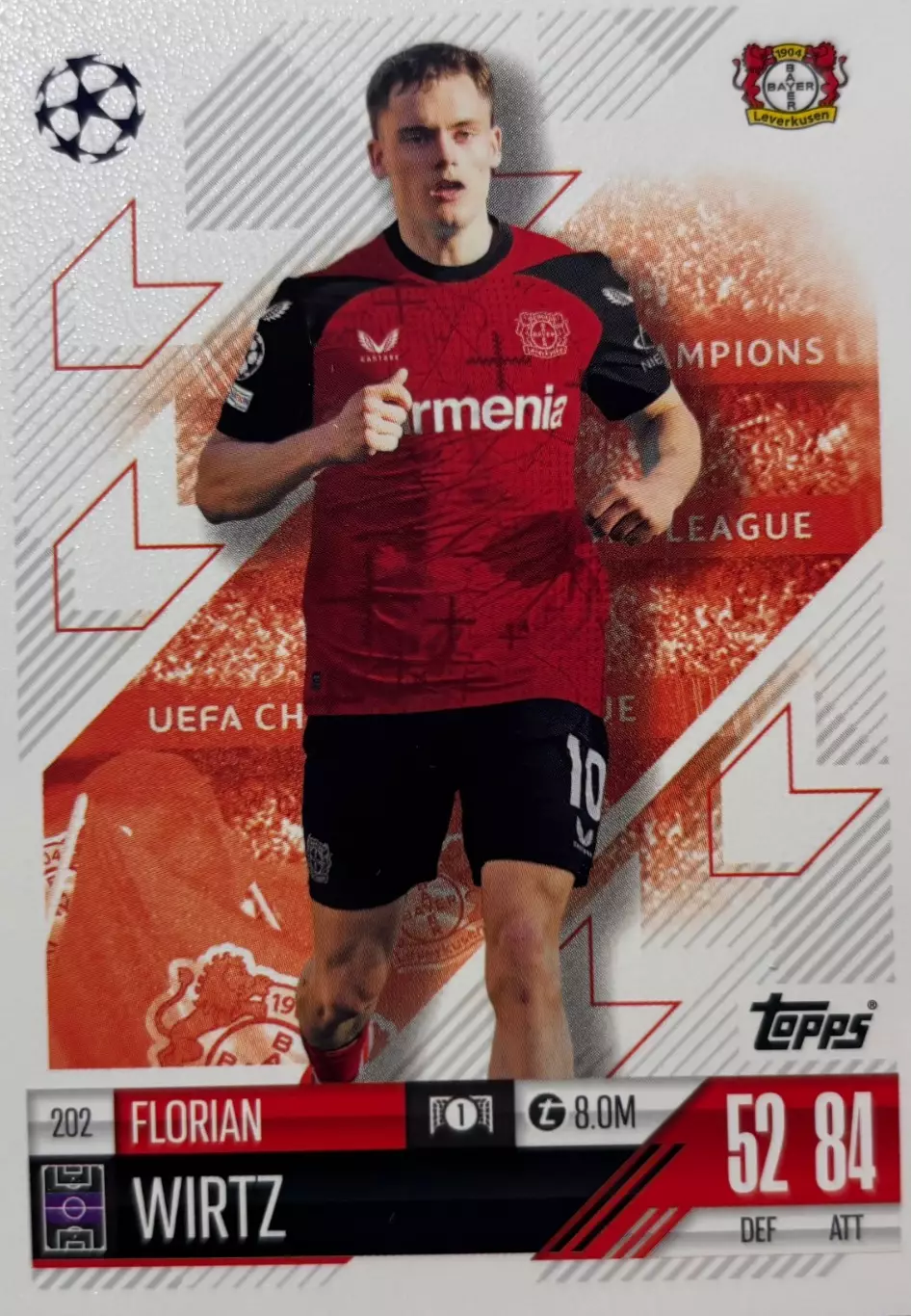 Футбол. Карточка Флориан Вирц Байер 04, Ливерпуль Лига Чемпионов 2024/25 TOPPS