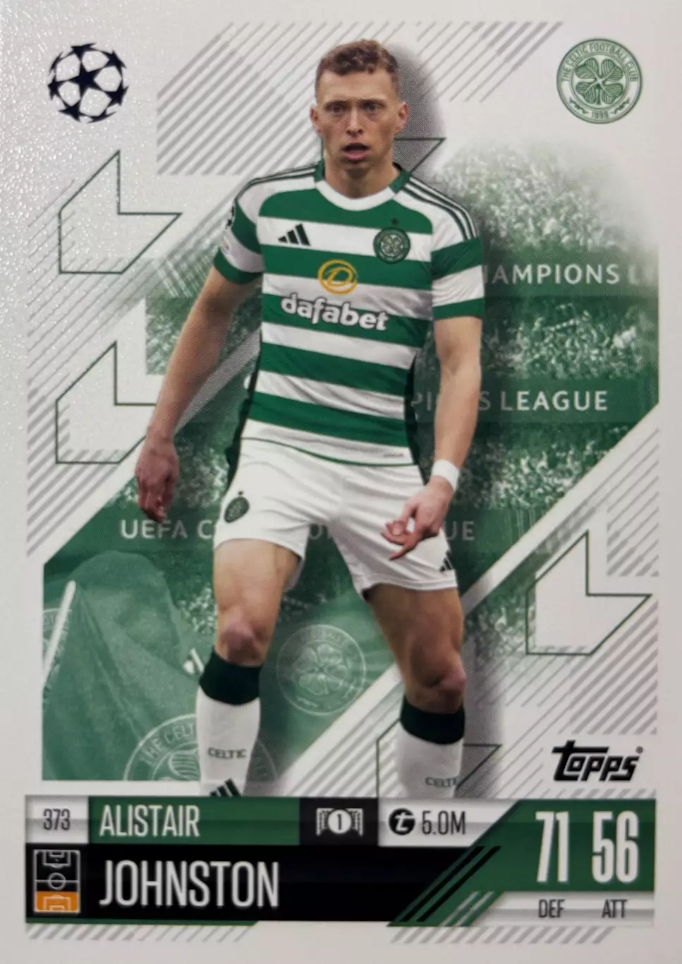 Футбол. Карточка Алистэр Джонстон Селтик Лига Чемпионов 2024/25 TOPPS