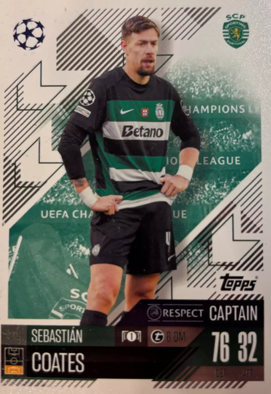 Футбол. Карточка Себастьян Коатес Селтик Лига Чемпионов 2024/25 TOPPS
